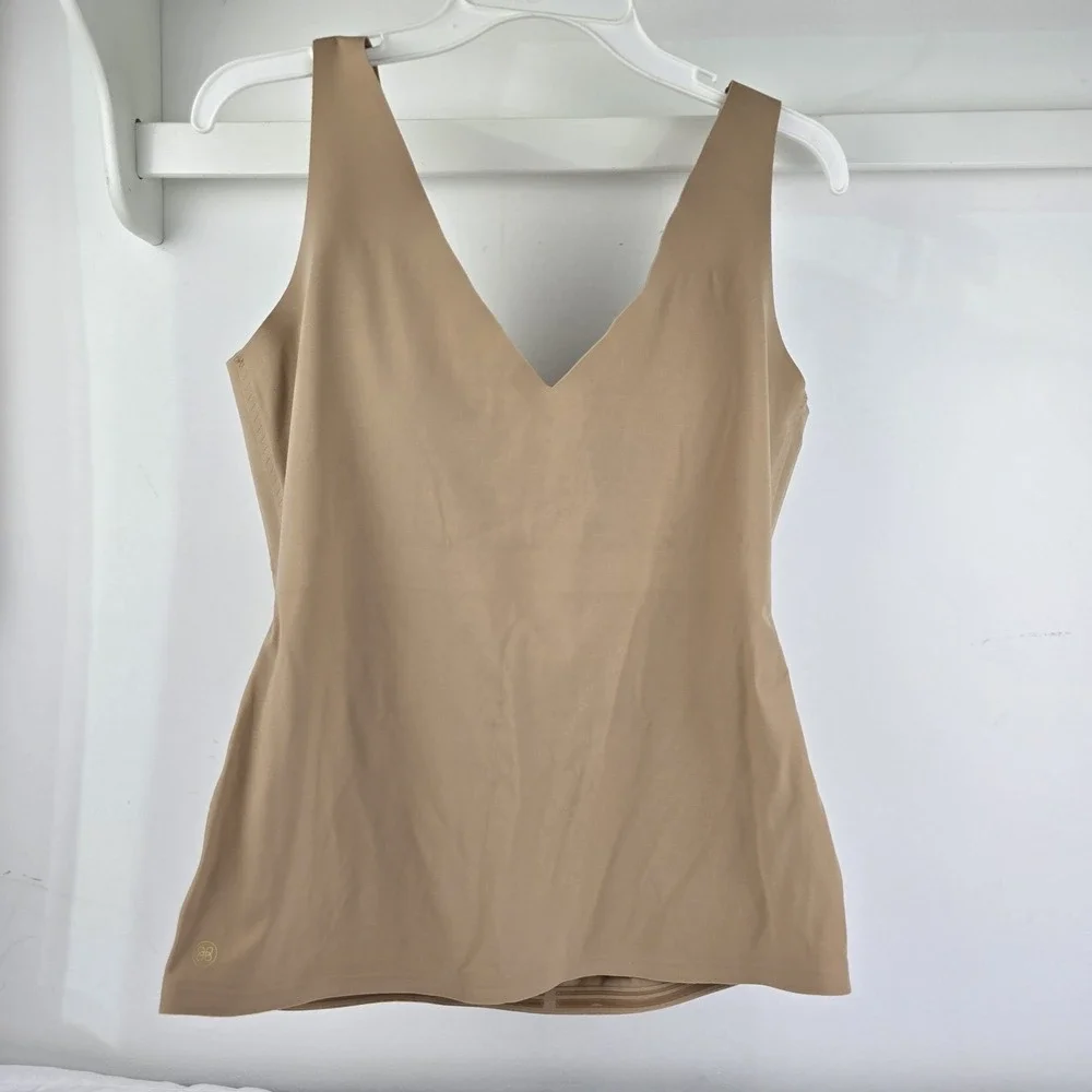 Honeylove LiftWear Tank Shapewear Camisole Women 1X Tan V-Neck Built-in Bra